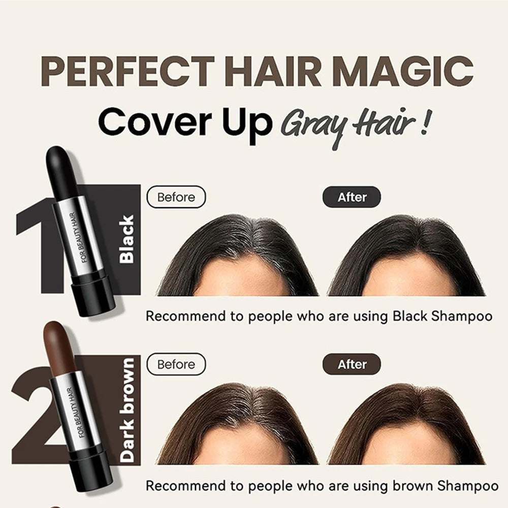 Temporary Hair Dye Pen Covering Gray Hair Lipstick Style Hair Line Shadow Cream Instantly BlackBrown Root Cover Up Concealer Pen