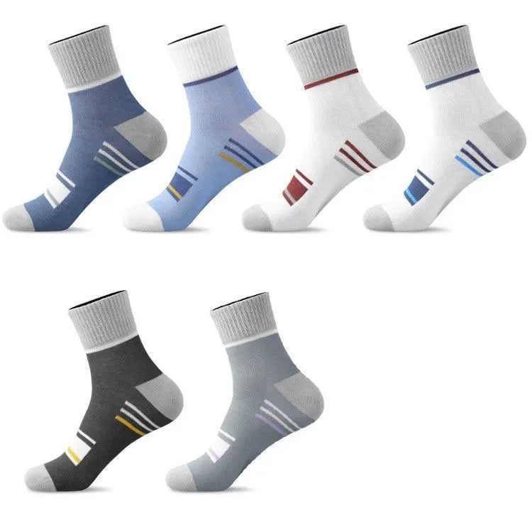 Men's Pure Cotton Socks Spring Striped Casual Socks Men's Anti-odor Antibacterial Business Socks High Quality Sports Sock Meias