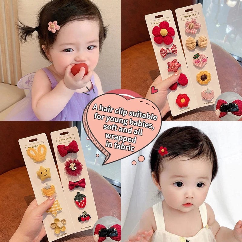 5pcs/set Cute Children Headwear Sweet Style Hair Clip Harmless Hairpin for Girls Baby Hair Accessories Daily Decor