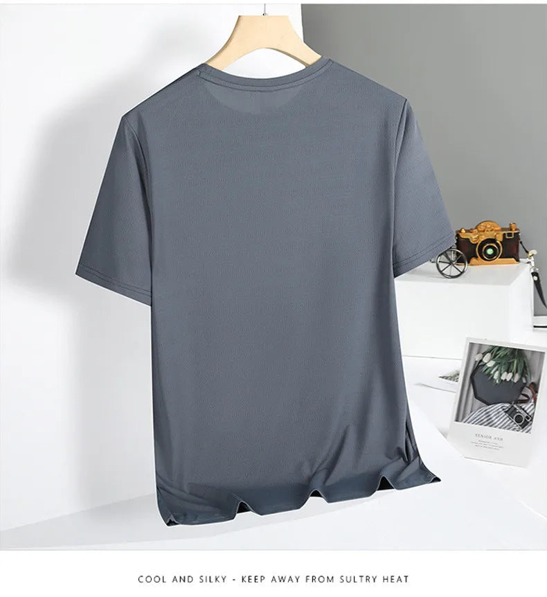 Summer T-Shirts Men Good Quality  Fast Dry Cool Basic Tshirts Male Tee Shirt Boys Fashion Camping Top Clothing Plus Size M-5XL