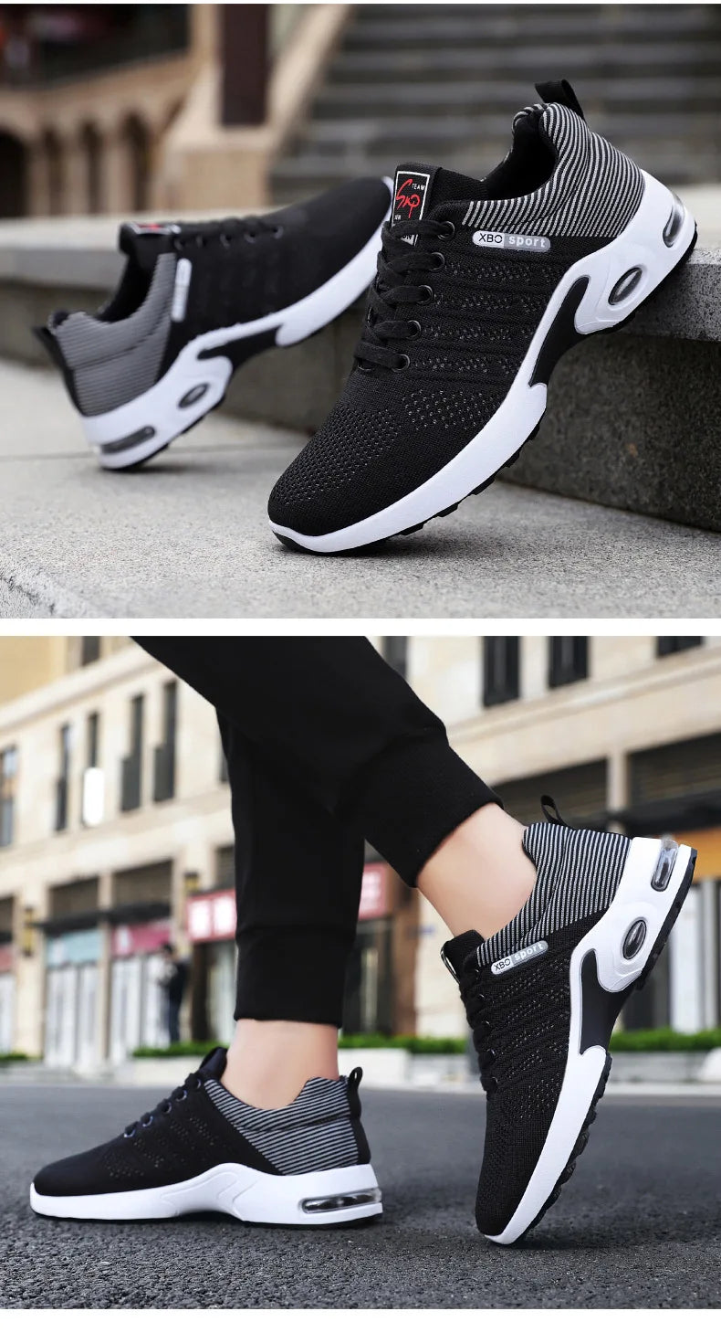 New Trendy Fashion Shoes Men's Breathable Lace-Up Running Shoes Light Casual Sports Wear Resistant Mesh Shoes