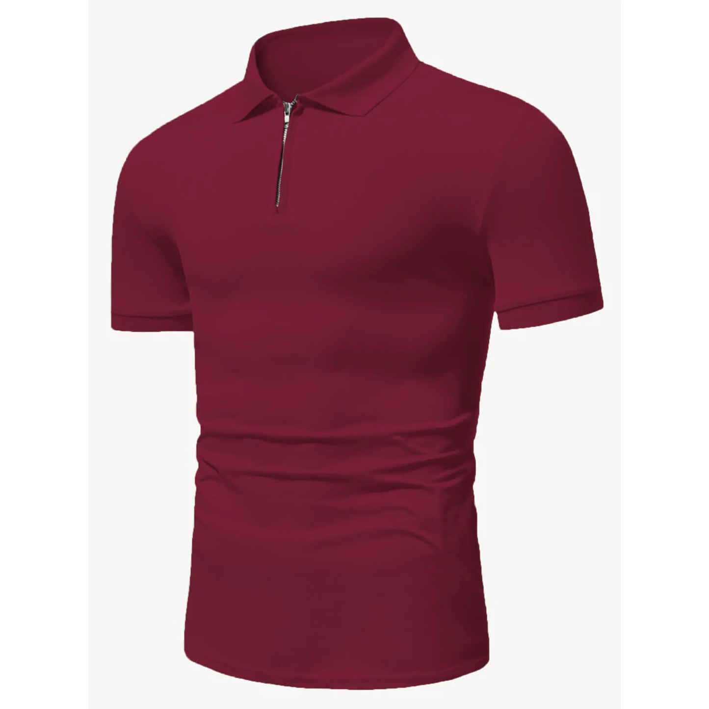 Men's polo shirt solid color short-sleeved zipper lapel T-shirt casual top