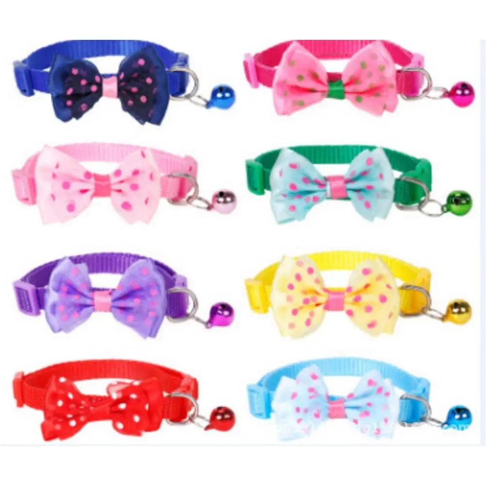 Pet Collar Adjustable Durable Cat Collars Cute Bow Kitten Necklace Soft Bell Puppy Lead Pet Product Dog Supplies Cat Accessories