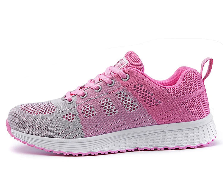 Women's Sneakers Breathable 2024 New Fashion Trainers Flat Woman Vulcanize Shoes Mesh Fabric Lace Up Female Footwear Shoes