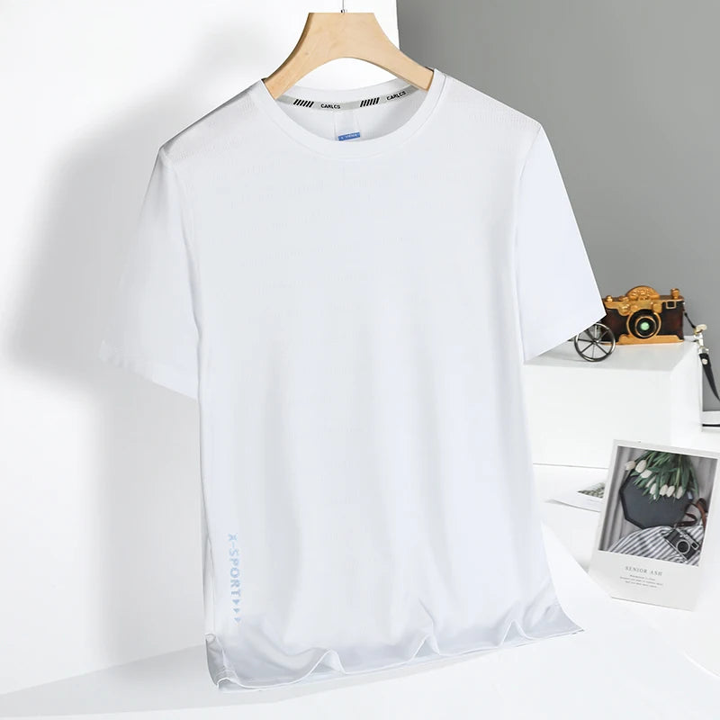 Summer T-Shirts Men Good Quality  Fast Dry Cool Basic Tshirts Male Tee Shirt Boys Fashion Camping Top Clothing Plus Size M-5XL