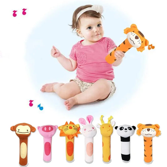 New Baby Animal Hand Bell Rattle Soft Rattle Toy Newborn Educational Rattle Mobiles Baby Toys Cute Plush Bebe Toys 0-12 Months