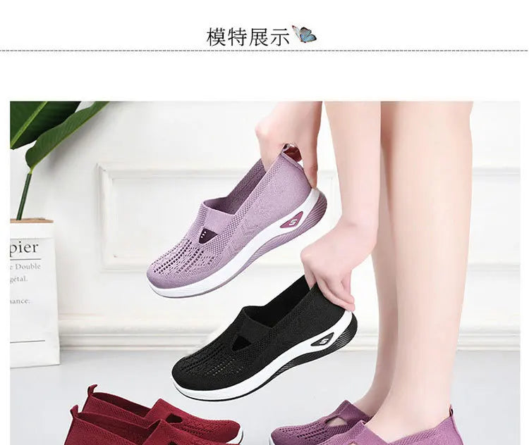 New Sports Shoes Women's Shoes Versatile Lightweight Anti Slip Casual Running Women's Mesh Breathable Flat Sole Zapatos De Mujer