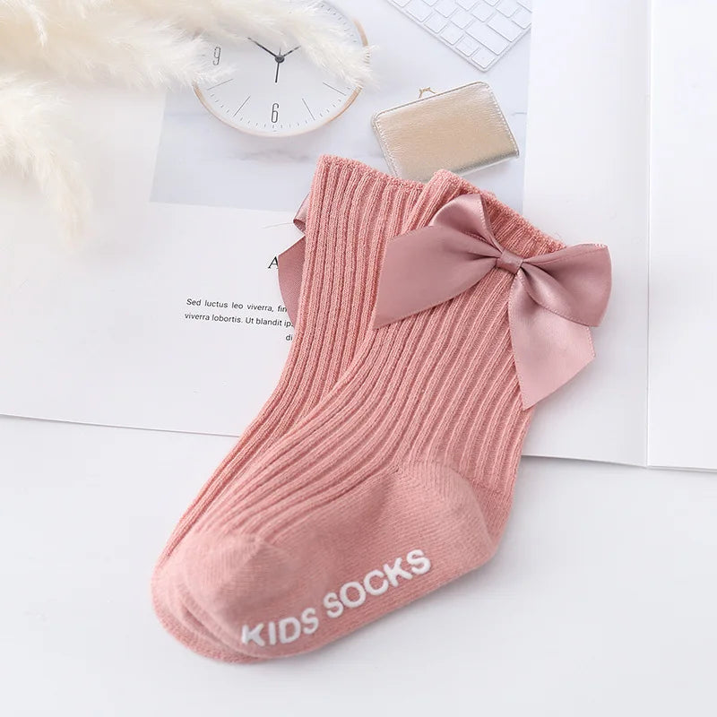 Baby Accessories Newborn Big Bow Floor Socks Infant Children Socks Kids Four Seasons Non-slip Cotton Socks Toddler Girls Clothes