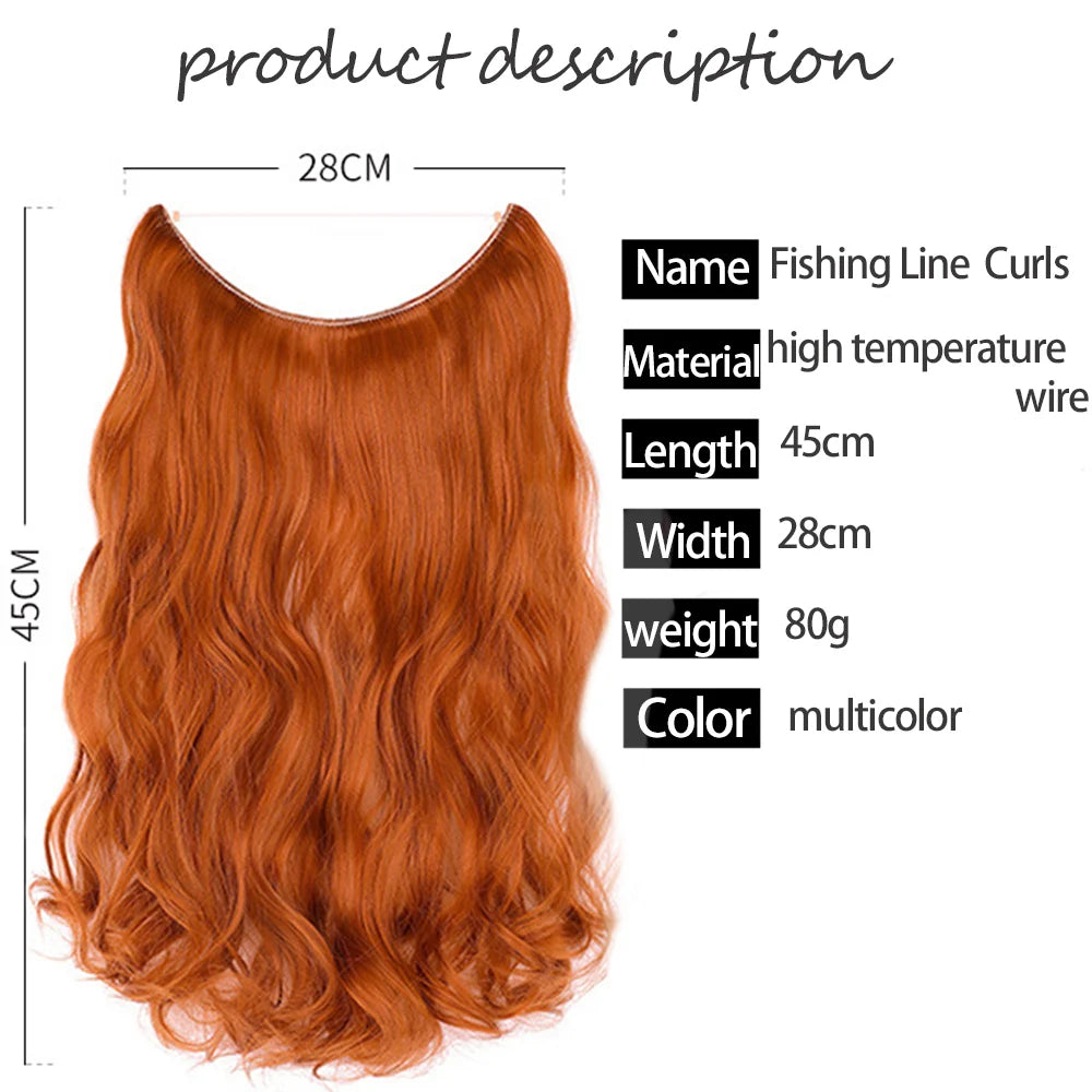 No Clip Synthetic Wave Hair Extensions Invisible Curly wig  Accessorie Hairpieces Heat Resistant Long Hair For Women  Hairextens