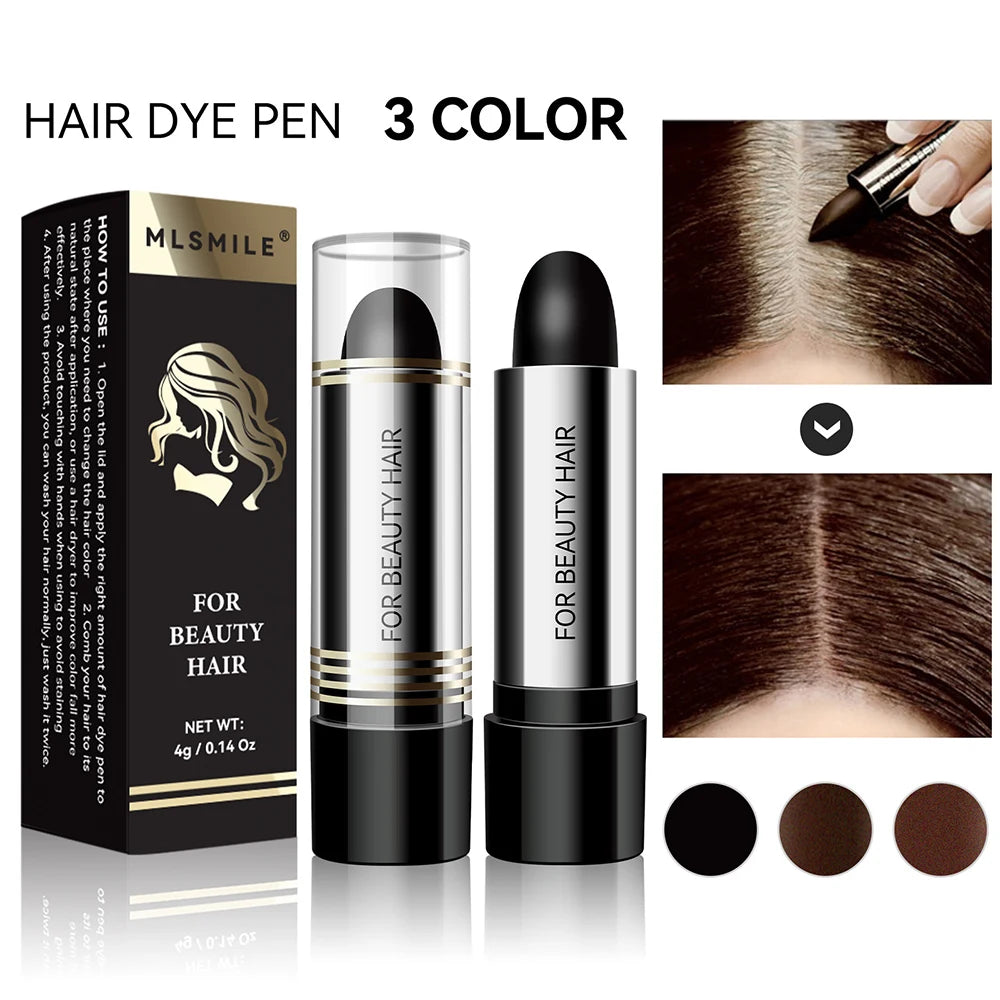 Temporary Hair Dye Pen Covering Gray Hair Lipstick Style Hair Line Shadow Cream Instantly BlackBrown Root Cover Up Concealer Pen