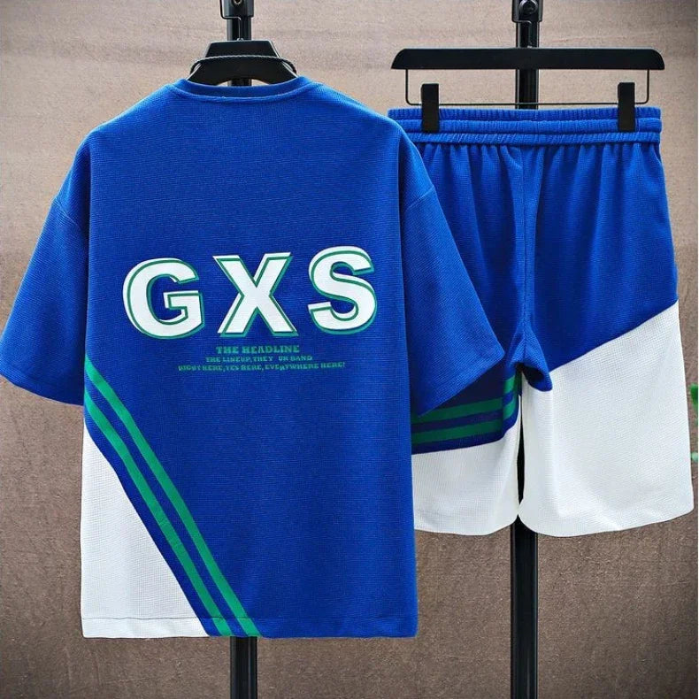 Summer T Shirts for Men Clothing Casual Gradient Men Set Tshirt Summer Running Men's Two-piece Oversize Gym Sport Short Pants