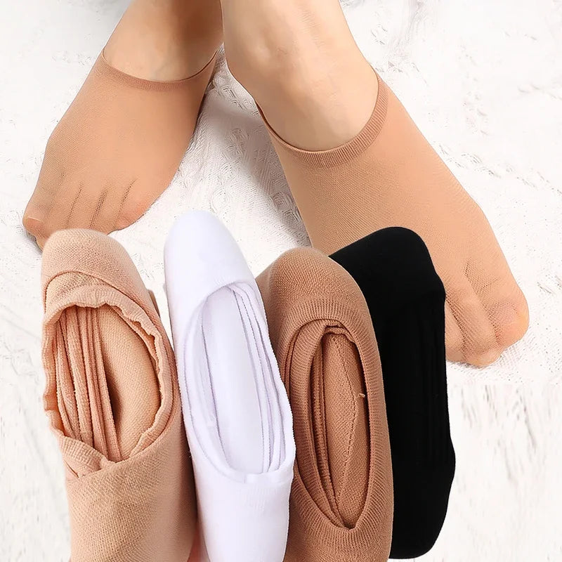 20pcs Non-slip Invisible Socks Slippers Seamless Ice Silk Ankle Boat Socks Summer Thin Solid Casual Breathable No Show Socks