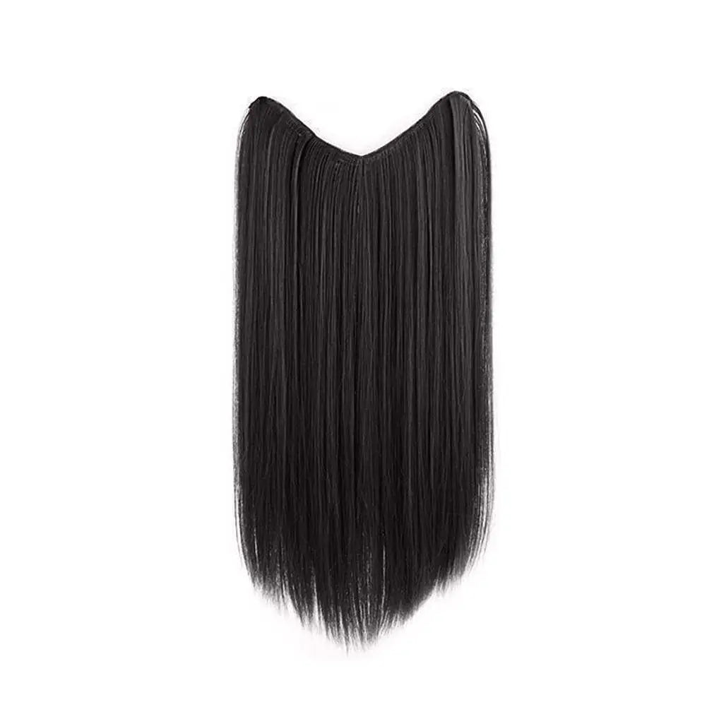 U-shaped Half Head Cover For Wigs Invisible And Traceless Black Long Straight Hair One Piece V-shaped Hair Extensions Front Wig