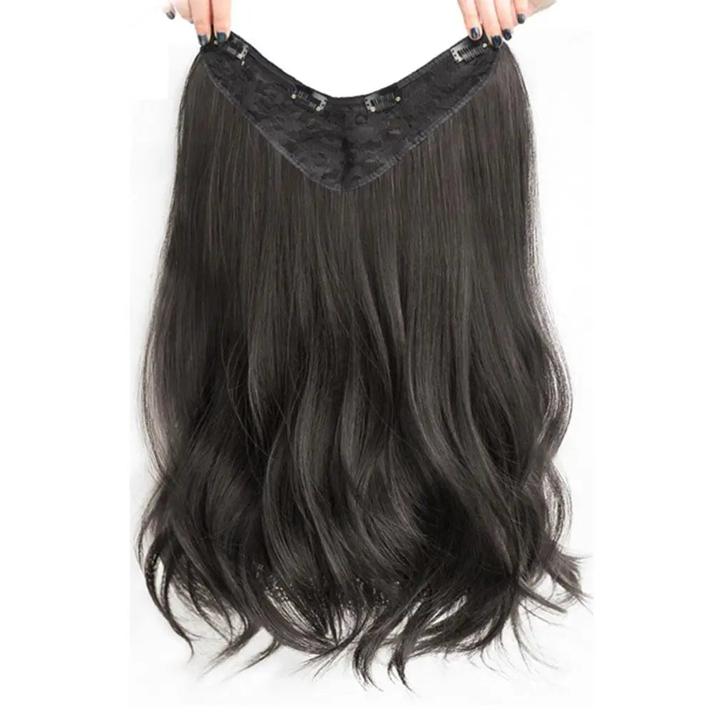 Women's V-shaped Micro-curly Long Hair Extension Synthetic Wig One-piece Hair Extension Piece Fluffy Increase Hair Volume