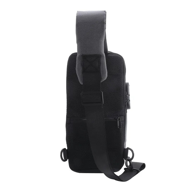 Men'S Usb Crossbody Bag Anti-Theft Shoulder Bags Waterproof Oxford Waist Bag Multifunction Short Travel Messenger Chest Pack