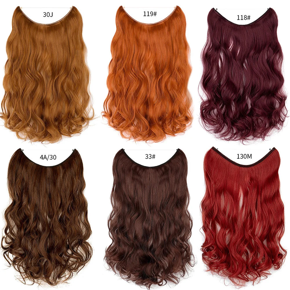 No Clip Synthetic Wave Hair Extensions Invisible Curly wig  Accessorie Hairpieces Heat Resistant Long Hair For Women  Hairextens