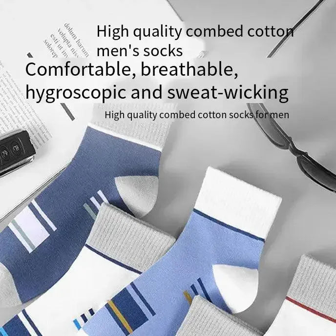 Men's Pure Cotton Socks Spring Striped Casual Socks Men's Anti-odor Antibacterial Business Socks High Quality Sports Sock Meias