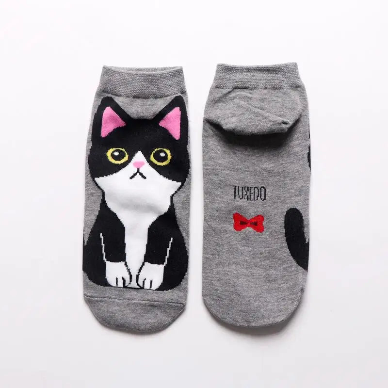 3D Print Funny Cute Cat Socks Cartoon Kitten Unisex Creative Colorful Multiple Cat Face Happy Low Ankle Socks Women Christmas