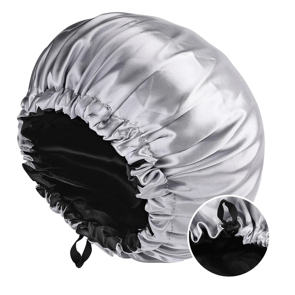 Wholesale Satin Bonnet for Sleeping Silky Bonnet Cap Large Double Layer Reversible Adjustable Sleep Bonnet Used To Hair Care