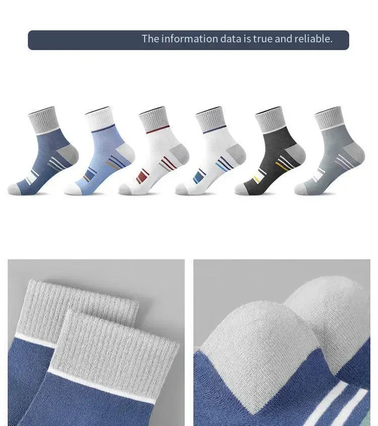 Men's Pure Cotton Socks Spring Striped Casual Socks Men's Anti-odor Antibacterial Business Socks High Quality Sports Sock Meias