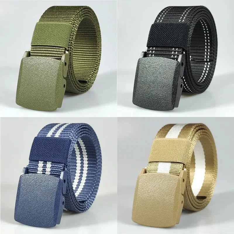 Black  Green White Red Blue Men Automatic Buckle Nylon Belt Waist Canvas Belts Outdoor Strap Travel Sports Belt for Women