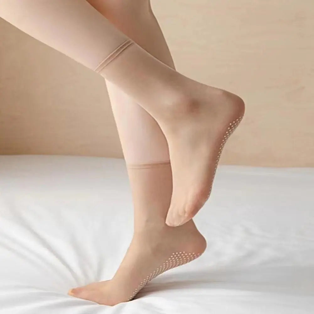 5Pair New Slip-resistant Massage Bottom Short Stockings Invisible Crystal Silk Socks Non-marking Silk Sheer Ankle Socks