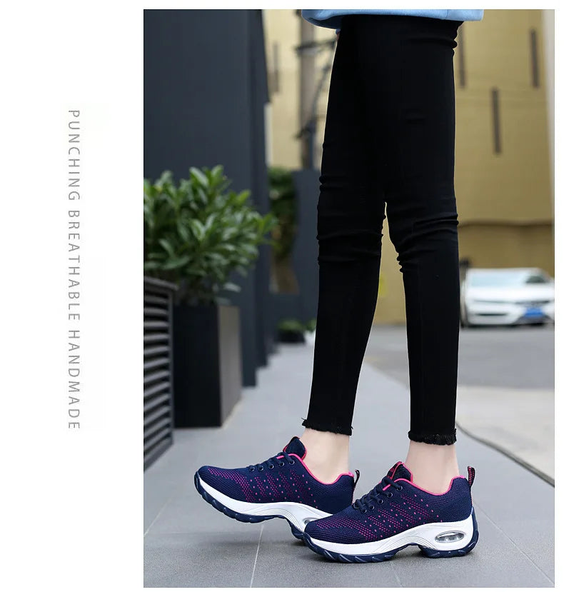 Woman Sneakers Fashion Casual Shoes Summer Air Cushion Mesh Female Shoes Comfortable Breathable Heightening Sneakers for Women