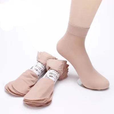 10/20/30pairs Women Elastic Silk Summer Socks Transparent Ultrathin Meias Socks Thin Crystal Nylon Short Ankle Sox Wholesale