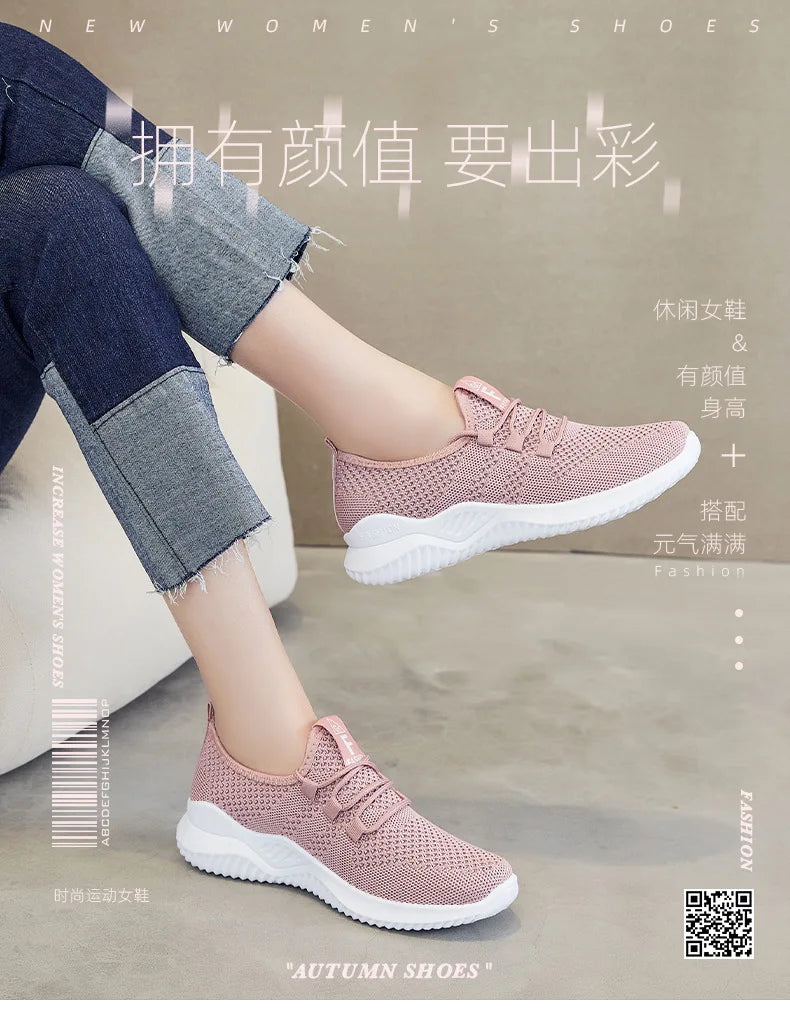 Women's shoes 2024 mesh breathable comfortable sports shoes soft sole lightweight fashion casual shoes