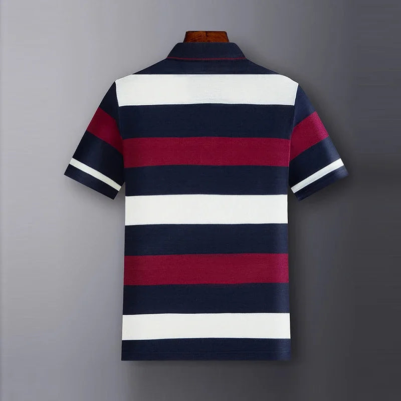 New Men's Casual Knitted Short Sleeve Polo Shirt Fashion Solid Color Top