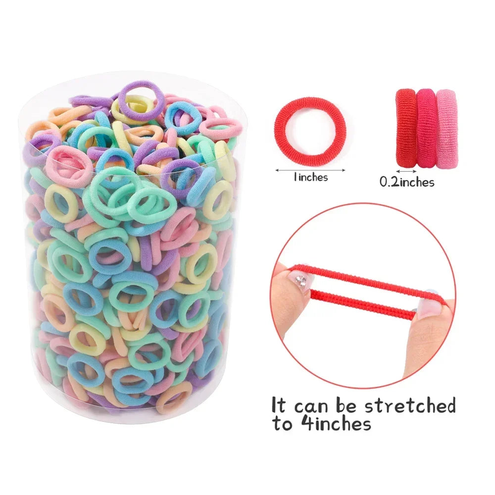 200PCS Baby Girls Colorful Nylon Elastic Hair Bands Ponytail Hold Small Hair Tie Rubber Bands Scrunchie Hair Accessories Gifts