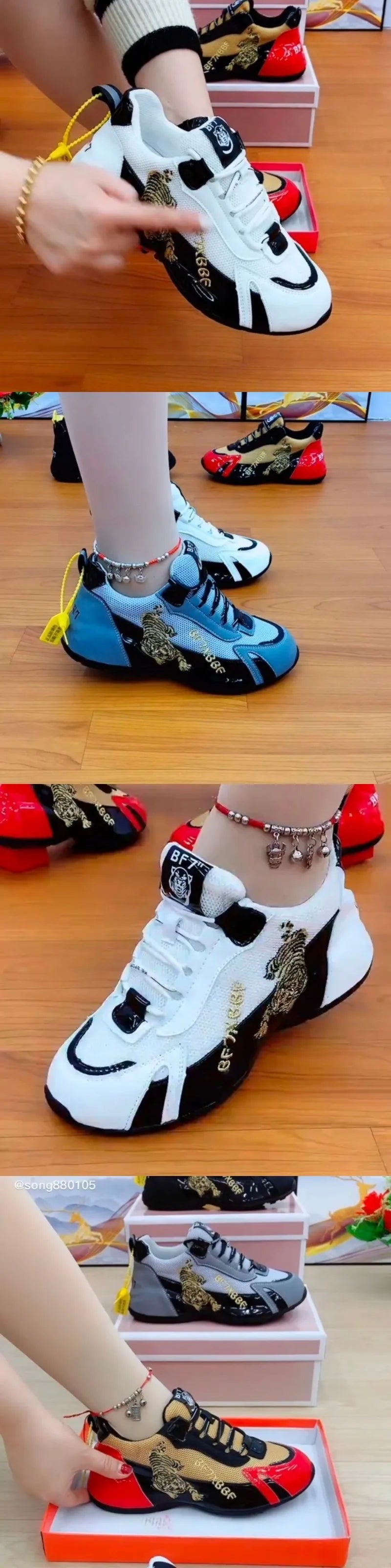 NEW Women‘s Sports Shoes Auspicious Tiger Embroidery Breathable women Sneakers  Breathable Low-top Matching Lace-up Women Tenis