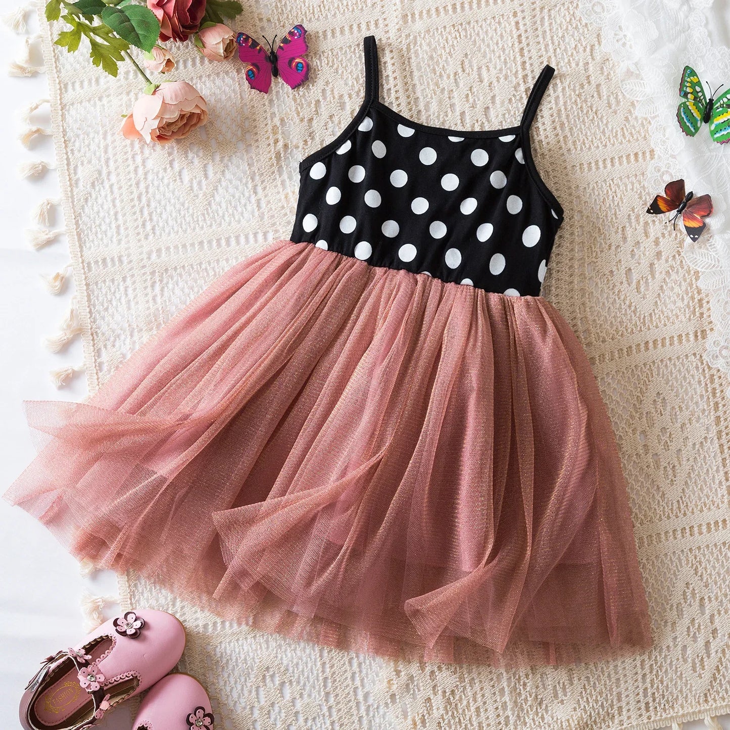 Dress for Kids Girls 2024 New Summer Clothes for 3-8Y Children Clothing Pink Ombre Princess Casual Dress for Birthday Party Wear