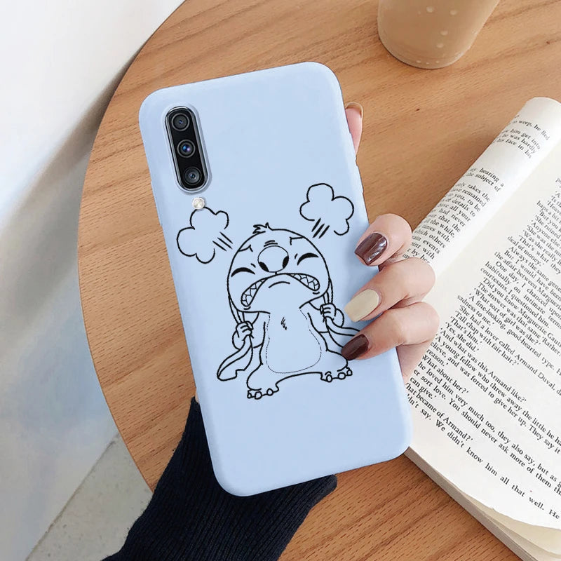 For Samsung Galaxy A70 A50 A50S A30S Camera Protect Soft Cover Silicone Cute Cartoon Lilo Stitch Case Funda For Samsung A 50 Bag