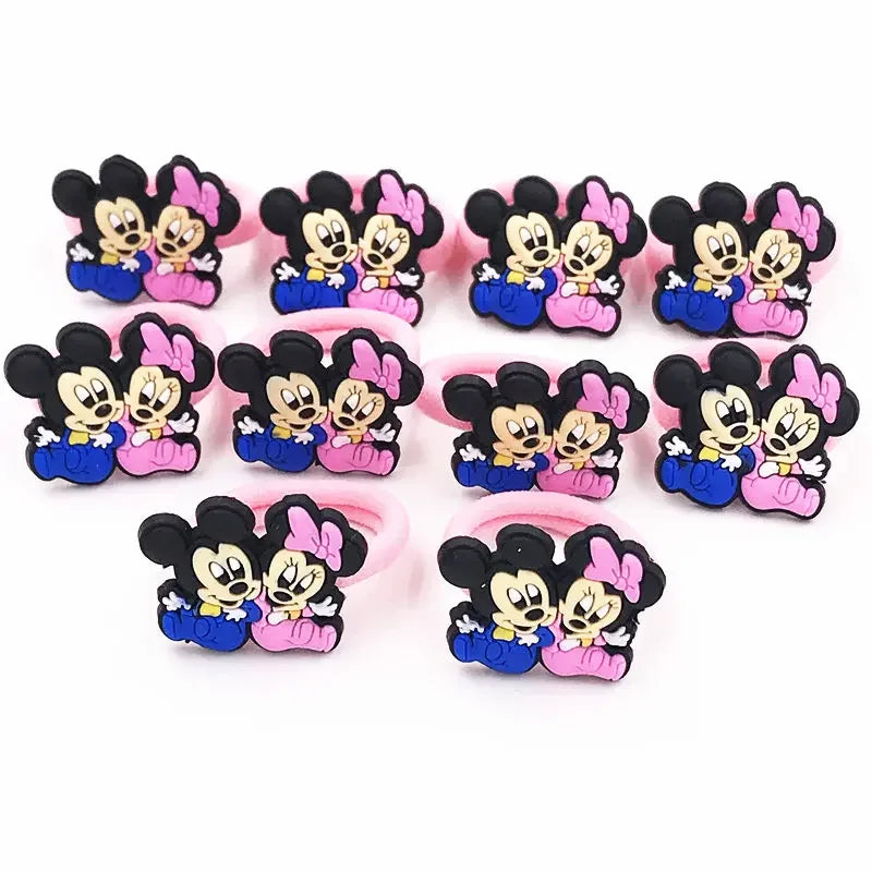 10PCS Mickey Minnie Disney Elastic Hair Rubber Band Headband Hair Accessories Girls Cartoon Hair Gum Hair Bows Korean