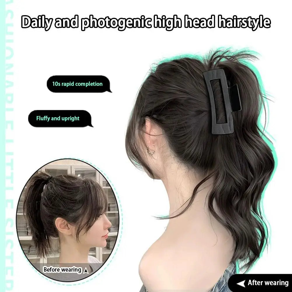 Synthetic Ponytail Extension Claw Clip Style Ponytail Extension Short Wave Curly Hair Women's Half Tied Ponytail Grip Wig