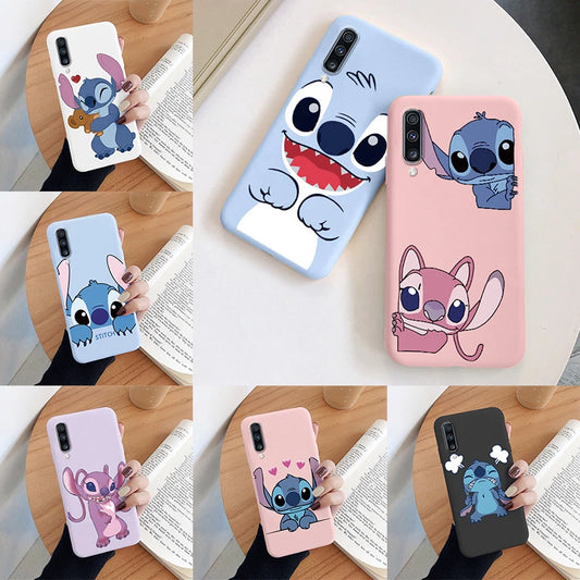 For Samsung Galaxy A70 A50 A50S A30S Camera Protect Soft Cover Silicone Cute Cartoon Lilo Stitch Case Funda For Samsung A 50 Bag