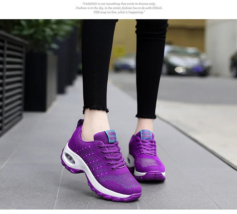 Woman Sneakers Fashion Casual Shoes Summer Air Cushion Mesh Female Shoes Comfortable Breathable Heightening Sneakers for Women