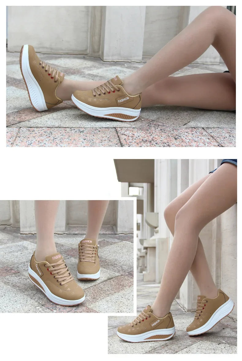 Shoes for Women Autumn Fashion Platform Sneakers Women Plus Size Lacing Casual Sport Shoes Wedge Loafers Zapatos De Mujer