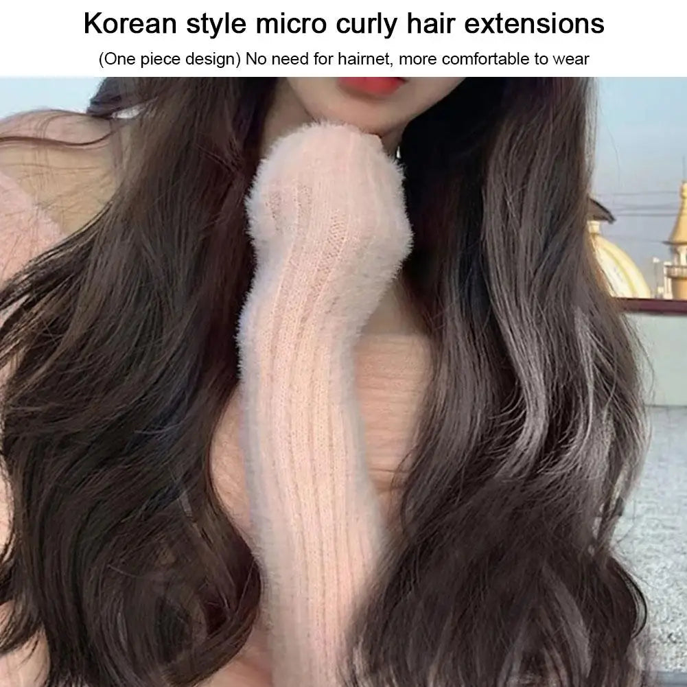 Women's V-shaped Micro-curly Long Hair Extension Synthetic Wig One-piece Hair Extension Piece Fluffy Increase Hair Volume