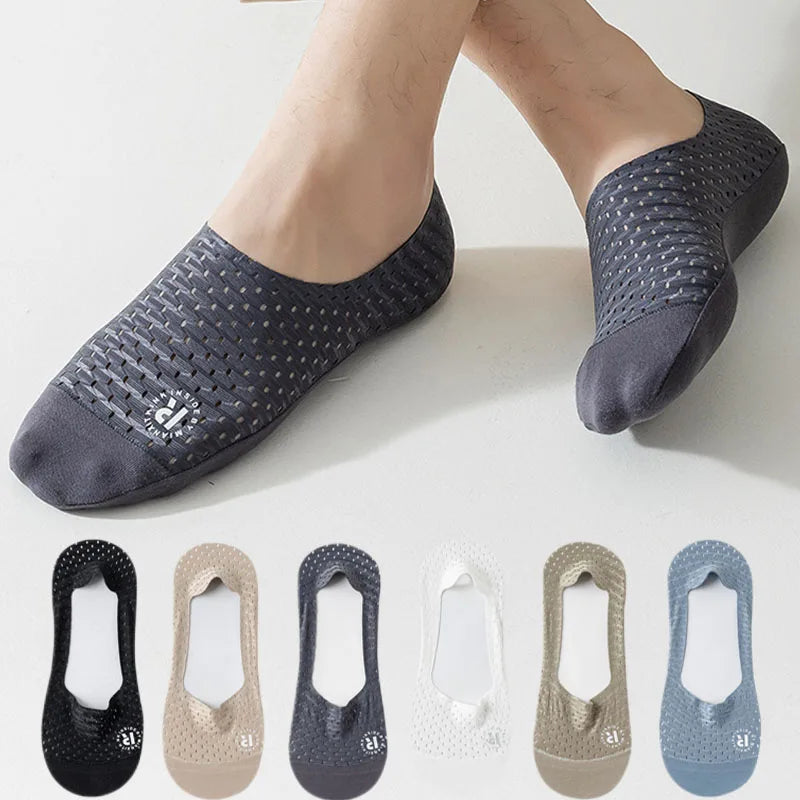 3 Pairs Men's Boat Socks Breathable Summer Ultra-thin Sock Slippers Silicone Non-slip Comfortable Casual Men Sokken Calcetines