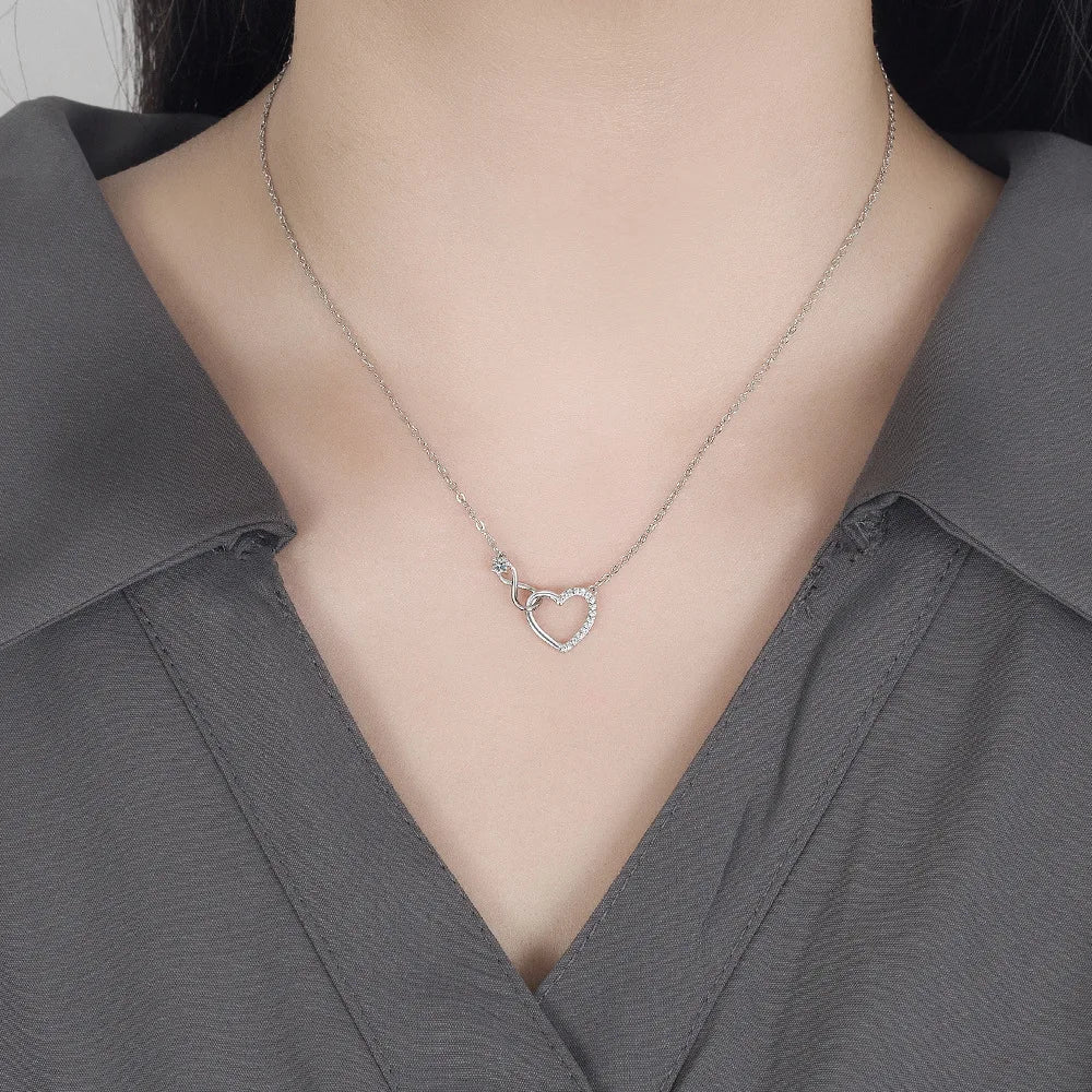 S925 Sterling Silver Love Clavicle Chain Premium Artificial Diamond Clavicle Chain Necklace Women's Luxury Quality Jewelry Gift