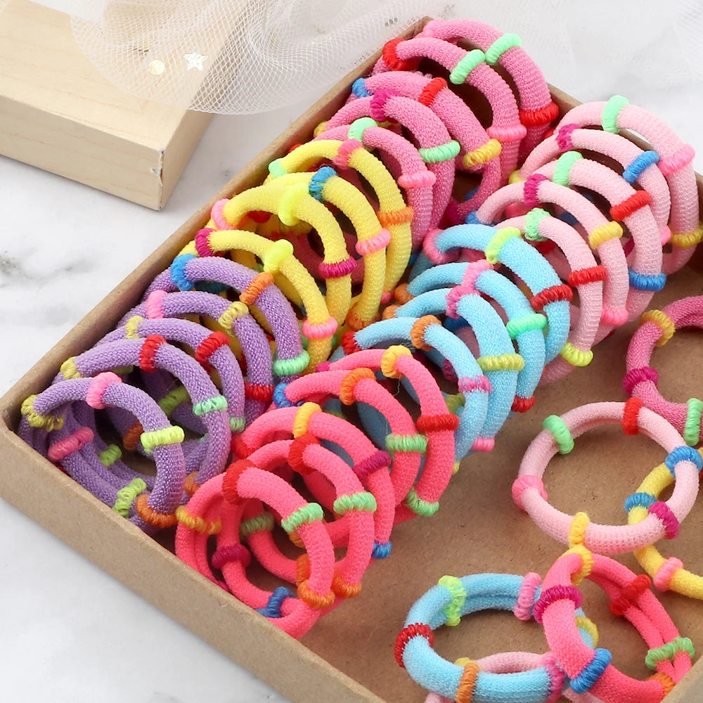 50/100Pcs/Lot Children Hair Bands Accessories Girl Candy Color Hair Ties Colorful Simple Rubber Band Ponytail Elastic Scrunchies