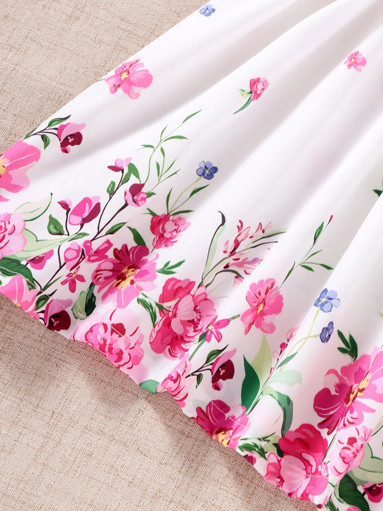 Kids Girl Summer New Sling Dress Flower Print Suspenders Dresses Daily Comfortable Casual Clothing for Children Girl 4-7 Years