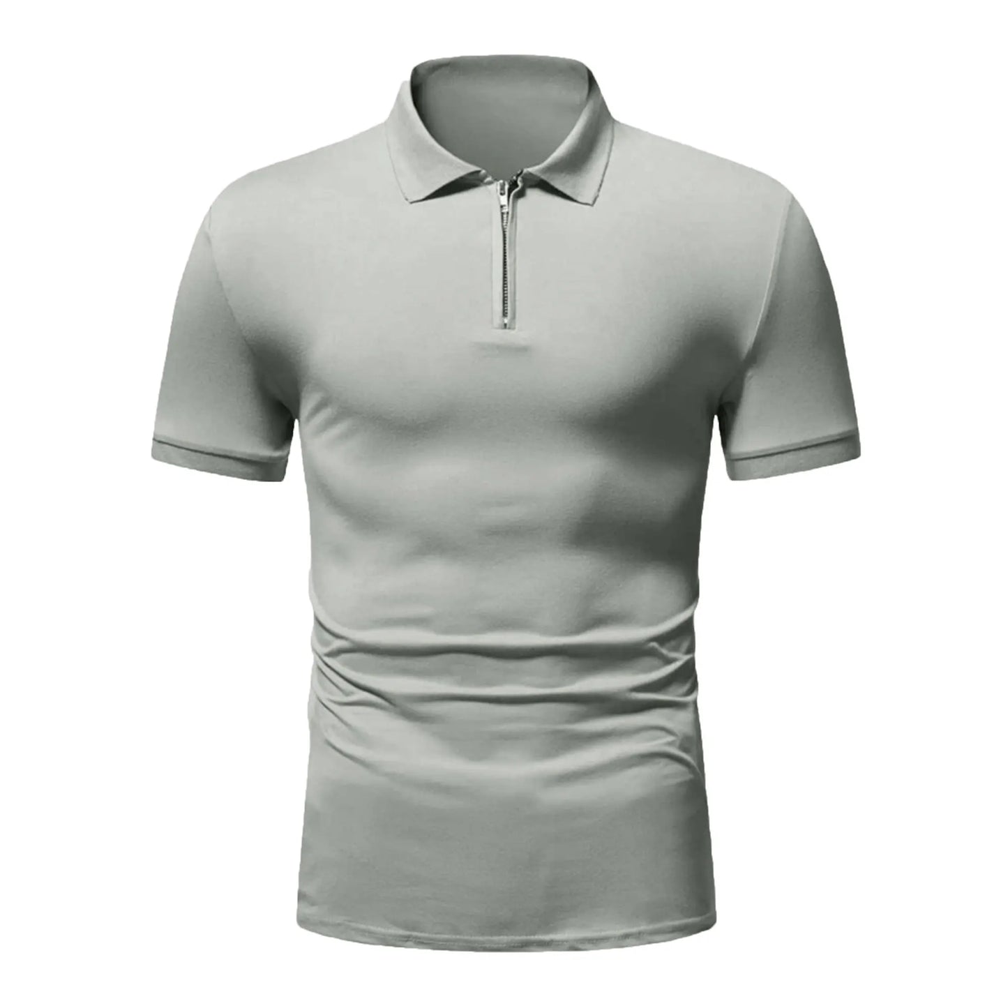 Men's polo shirt solid color short-sleeved zipper lapel T-shirt casual top