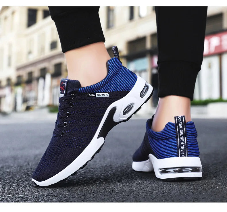 New Trendy Fashion Shoes Men's Breathable Lace-Up Running Shoes Light Casual Sports Wear Resistant Mesh Shoes