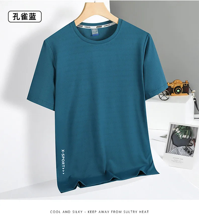 Summer T-Shirts Men Good Quality  Fast Dry Cool Basic Tshirts Male Tee Shirt Boys Fashion Camping Top Clothing Plus Size M-5XL