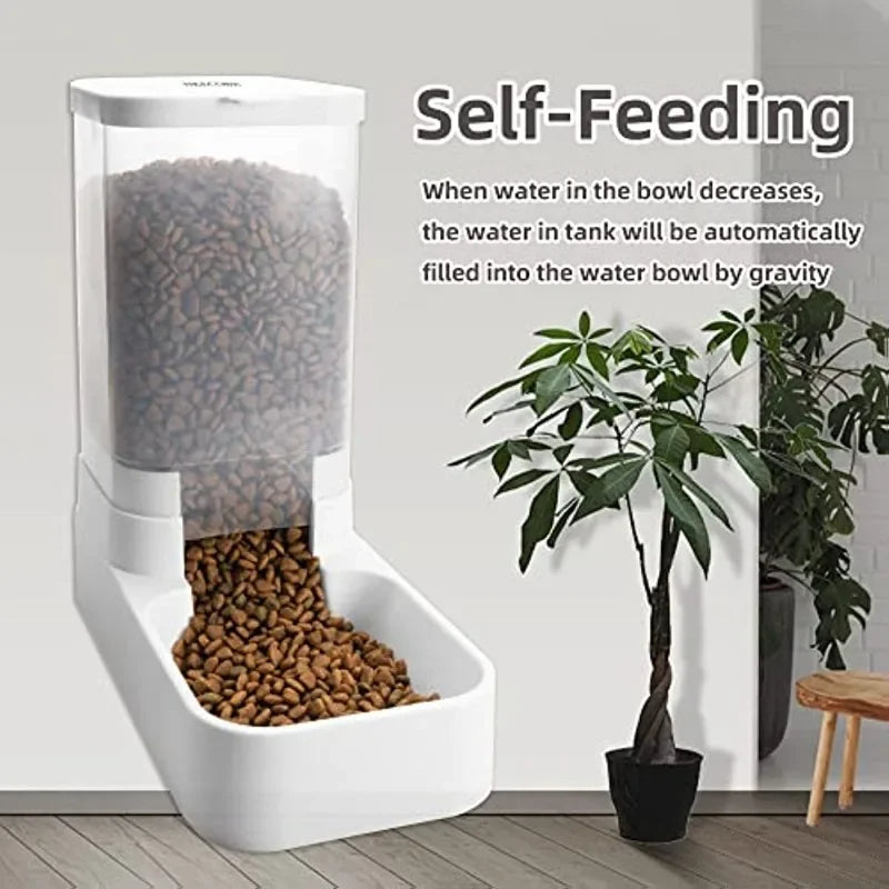 Pet Feeder and Waterer Suitable for Small and Medium Pets Dogs and Cats Gravity Plastic Feeder Water Container