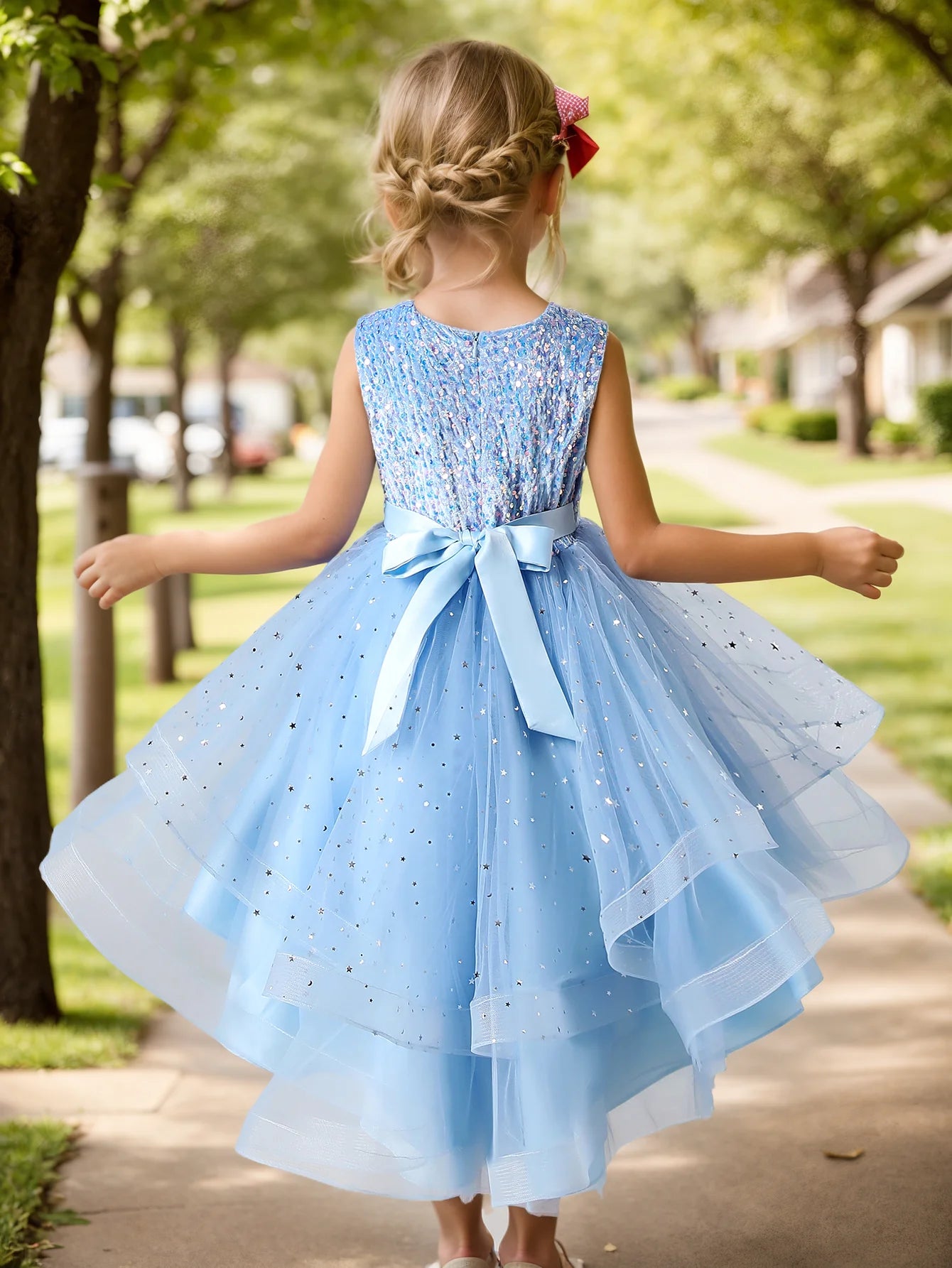 Flower Girls Princess Sequins Baby Wedding Christmas Party Trailing Dress Teenager Children Kids Elegant Vestidos for 3-15Years