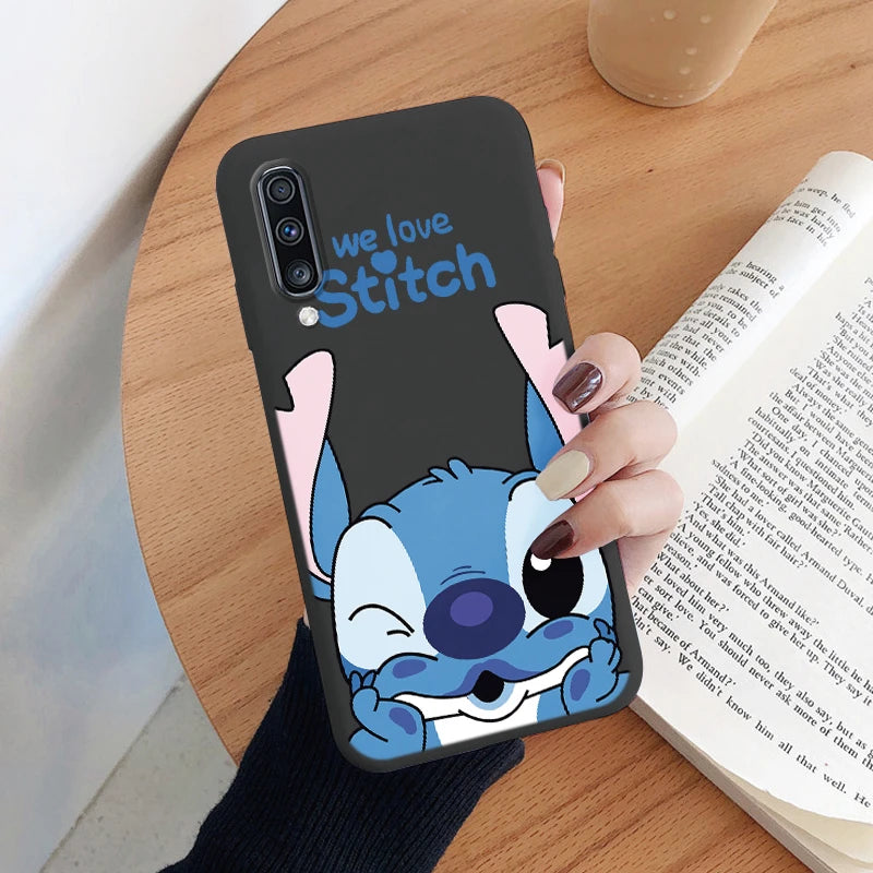 For Samsung Galaxy A70 A50 A50S A30S Camera Protect Soft Cover Silicone Cute Cartoon Lilo Stitch Case Funda For Samsung A 50 Bag